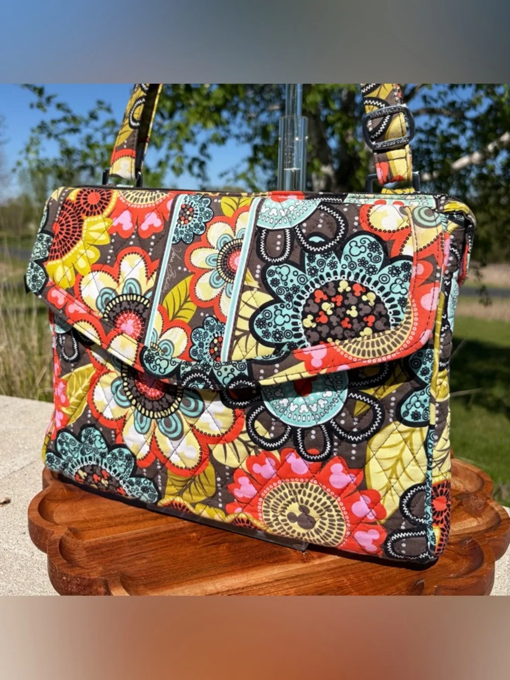 Disney Parks Vera Bradley Tablet Hipster Crossbody “Mickey’s Perfect Petals” EUC